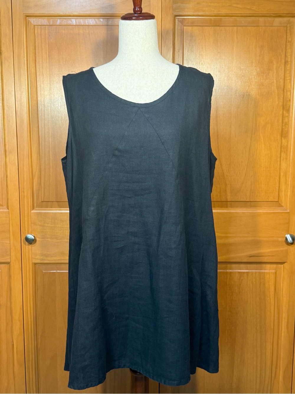 FLAX Linen Sleeveless Black A-Line Tunic